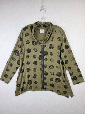 Chalet et Ceci Cowl Neck Tunic Sweatshirt Printed A-Line Bamboo Lagenlook size L